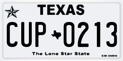 TX license plate CUP0213