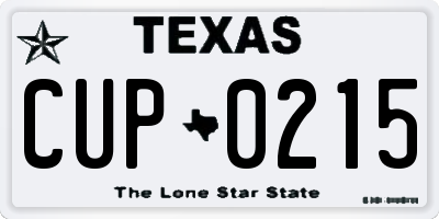 TX license plate CUP0215