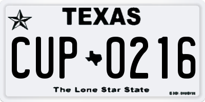 TX license plate CUP0216