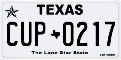TX license plate CUP0217