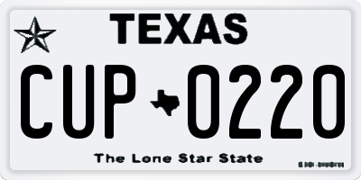 TX license plate CUP0220