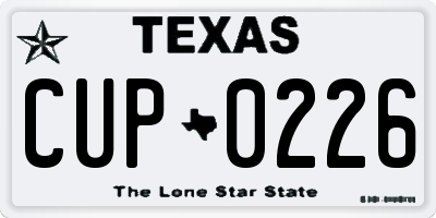 TX license plate CUP0226