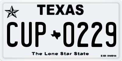 TX license plate CUP0229