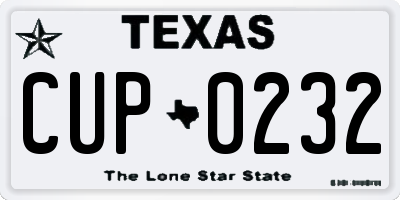 TX license plate CUP0232