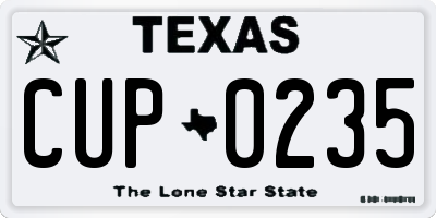 TX license plate CUP0235