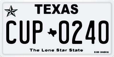 TX license plate CUP0240