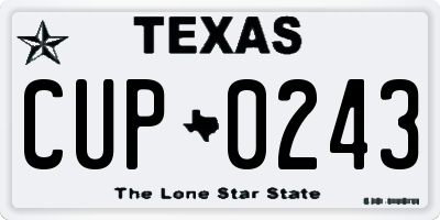 TX license plate CUP0243