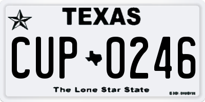 TX license plate CUP0246