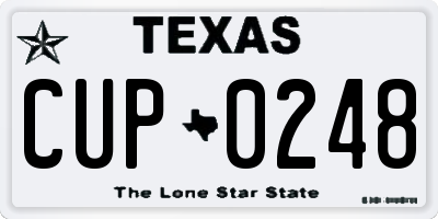 TX license plate CUP0248