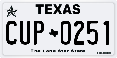 TX license plate CUP0251