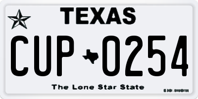 TX license plate CUP0254