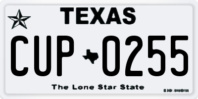 TX license plate CUP0255