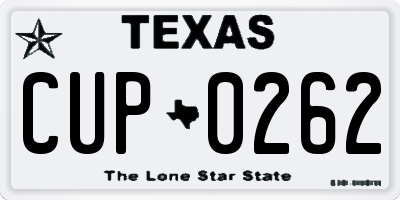 TX license plate CUP0262