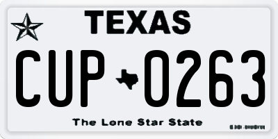 TX license plate CUP0263