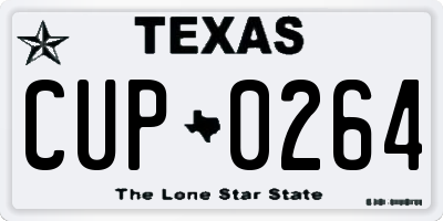 TX license plate CUP0264