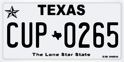 TX license plate CUP0265