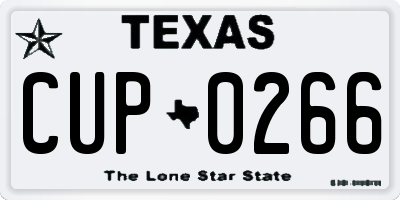 TX license plate CUP0266