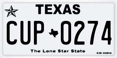TX license plate CUP0274