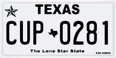 TX license plate CUP0281