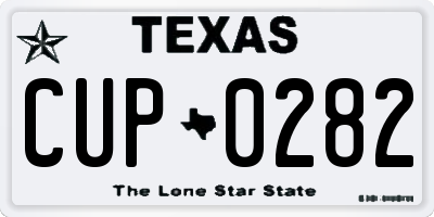 TX license plate CUP0282