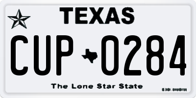 TX license plate CUP0284