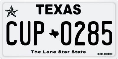 TX license plate CUP0285