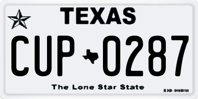 TX license plate CUP0287