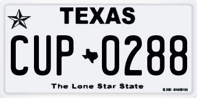 TX license plate CUP0288