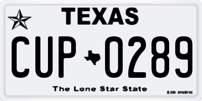 TX license plate CUP0289