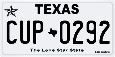 TX license plate CUP0292