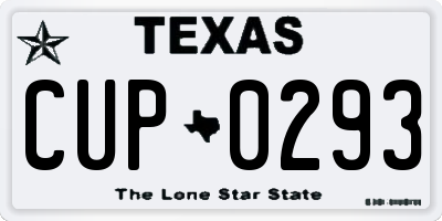 TX license plate CUP0293