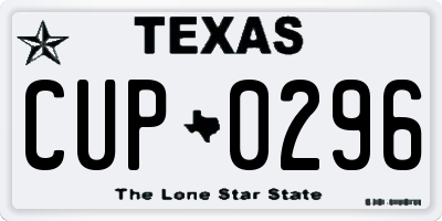 TX license plate CUP0296