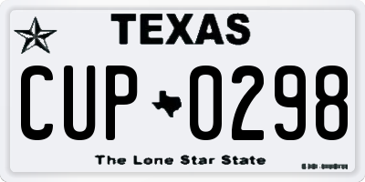 TX license plate CUP0298
