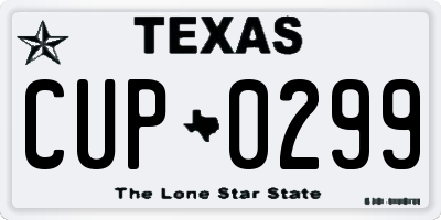 TX license plate CUP0299