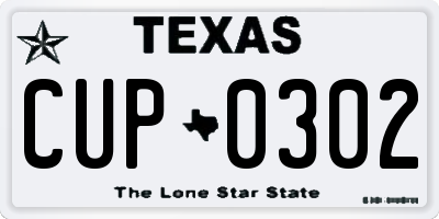 TX license plate CUP0302