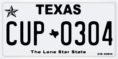 TX license plate CUP0304