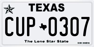 TX license plate CUP0307
