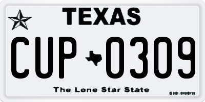 TX license plate CUP0309