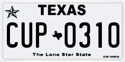 TX license plate CUP0310