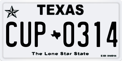TX license plate CUP0314
