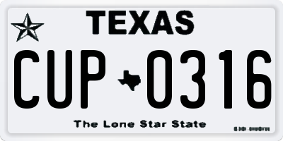 TX license plate CUP0316