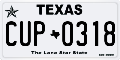 TX license plate CUP0318
