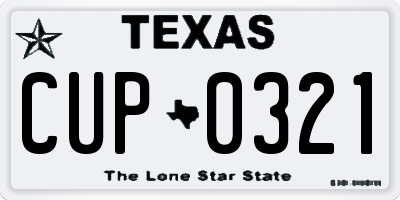 TX license plate CUP0321