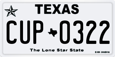 TX license plate CUP0322
