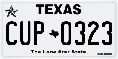 TX license plate CUP0323