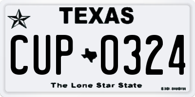 TX license plate CUP0324