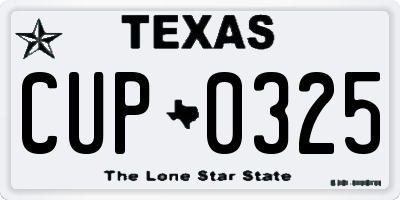 TX license plate CUP0325
