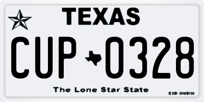 TX license plate CUP0328