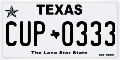 TX license plate CUP0333