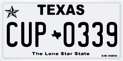 TX license plate CUP0339